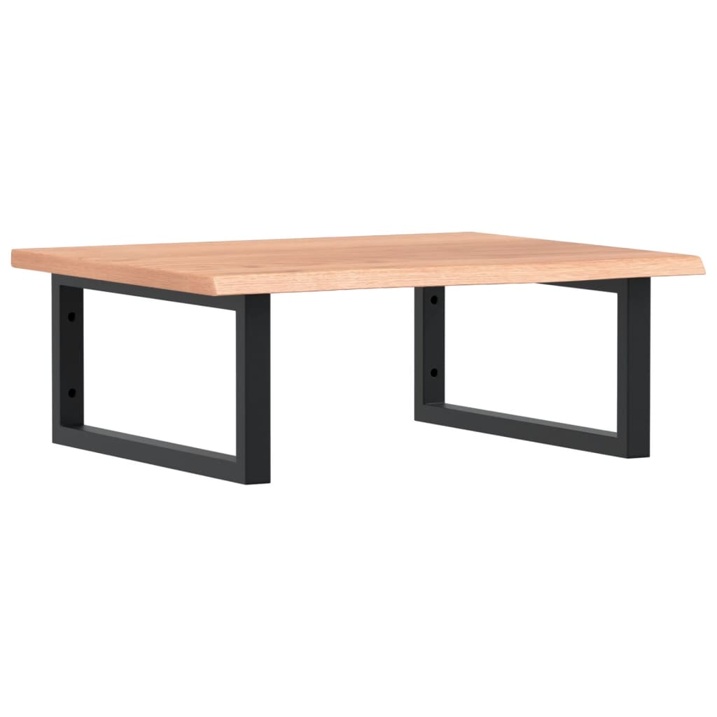 vidaXL Deska pod umyvadlo nástěnná ocel a masivní dubové dřevo