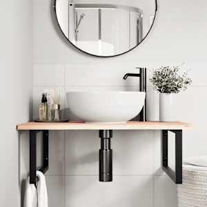 vidaXL Prateleira de parede p/ lavat&oacute;rio a&ccedil;o/madeira carvalho maci&ccedil;a