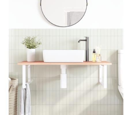 vidaXL Raft pentru lavoar montat pe perete, oțel și lemn masiv stejar