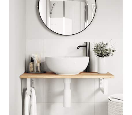 vidaXL Basin Shelf Wall Mounted Steel and Solid Wood Acacia