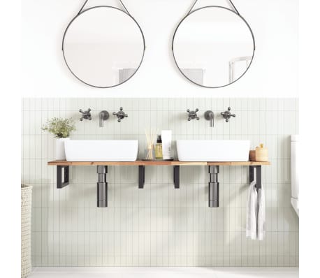 vidaXL Basin Shelf Wall Mounted Steel and Solid Wood Acacia