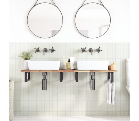 vidaXL Badkamer wandschap staal en massief acaciahout