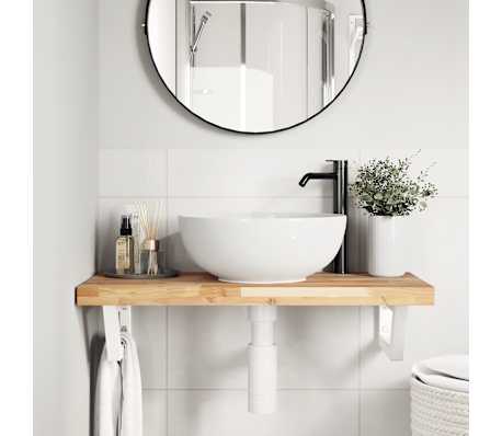 vidaXL Veggfest Handlaugarhilla St&aacute;l og Gegnheil Akas&iacute;a