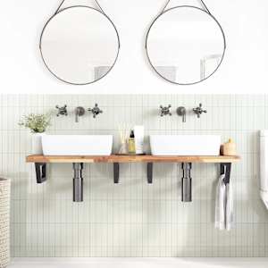 vidaXL Basin Shelf Wall Mounted Steel and Solid Wood Acacia