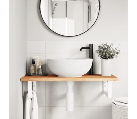 vidaXL Waschbeckenregal Wandmontage Stahl und Akazienholz