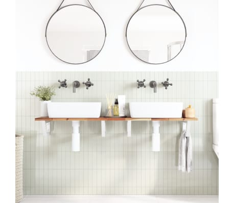 vidaXL &Eacute;tag&egrave;re de vasque murale acier et bois massif d'acacia