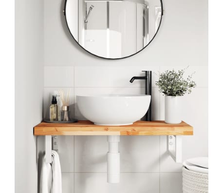 vidaXL Badkamer wandschap staal en massief acaciahout