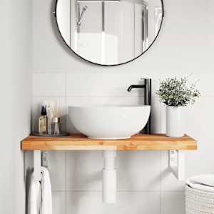 vidaXL Badkamer wandschap staal en massief acaciahout