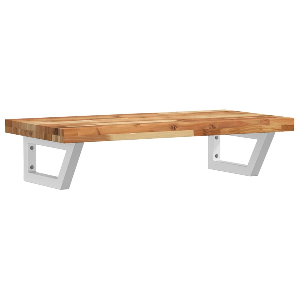 vidaXL Deska pod umyvadlo nástěnná ocel a masivní akáciové dřevo