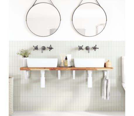 vidaXL Waschbeckenregal Wandmontage Stahl und Akazienholz