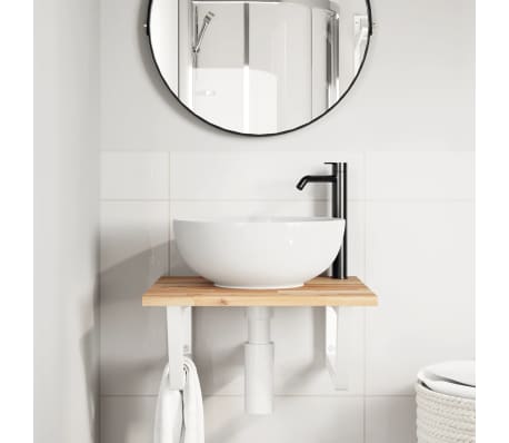 vidaXL Badkamer wandschap staal en massief acaciahout