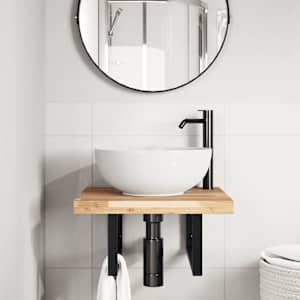 vidaXL Zidna polica za umivaonik od čelika i masivnog bagremovog drva