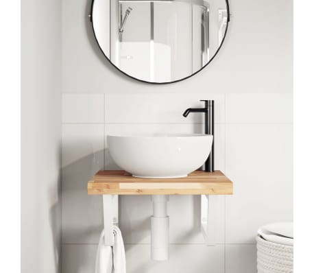 vidaXL Badkamer wandschap staal en massief acaciahout