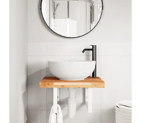 vidaXL Waschbeckenregal Wandmontage Stahl und Akazienholz