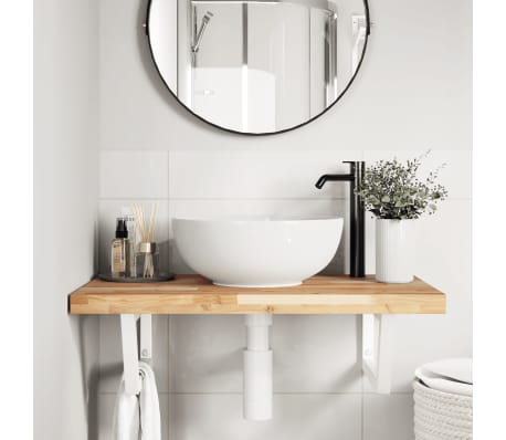 vidaXL Deska pod umyvadlo n&aacute;stěnn&aacute; ocel a masivn&iacute; ak&aacute;ciov&eacute; dřevo