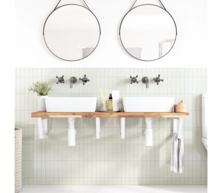 vidaXL Deska pod umyvadlo n&aacute;stěnn&aacute; ocel a masivn&iacute; ak&aacute;ciov&eacute; dřevo