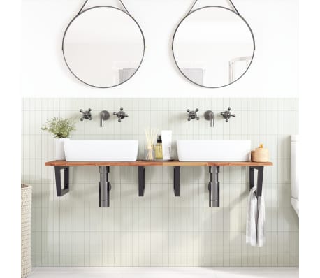 vidaXL Estante de lavabo de pared acero y madera maciza de acacia