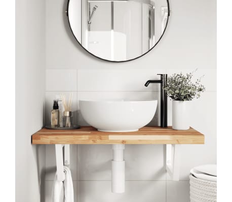 vidaXL Badkamer wandschap staal en massief acaciahout