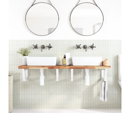 vidaXL Стенен рафт за мивка, стомана и масивно дърво акация