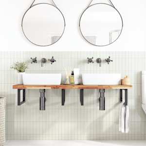 vidaXL Basin Shelf Wall Mounted Steel and Solid Wood Acacia