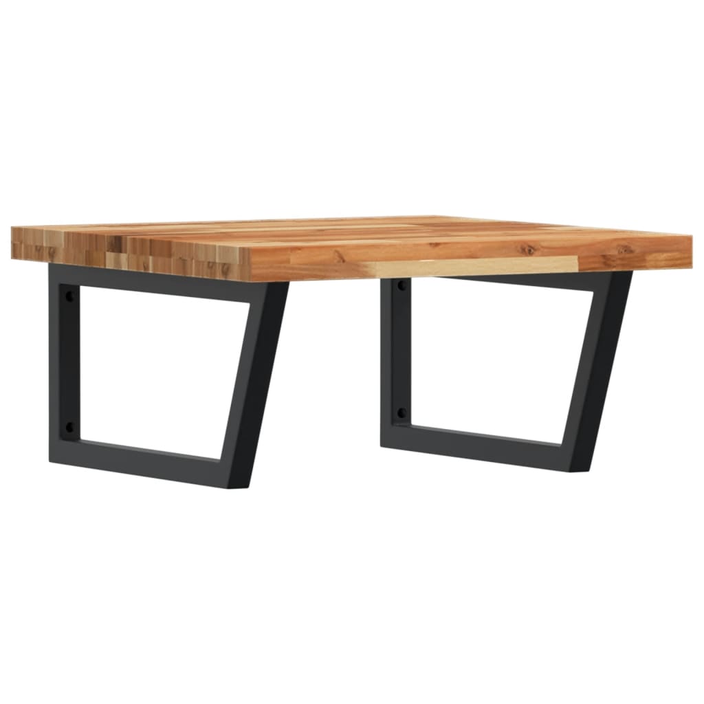 vidaXL Deska pod umyvadlo nástěnná ocel a masivní akáciové dřevo