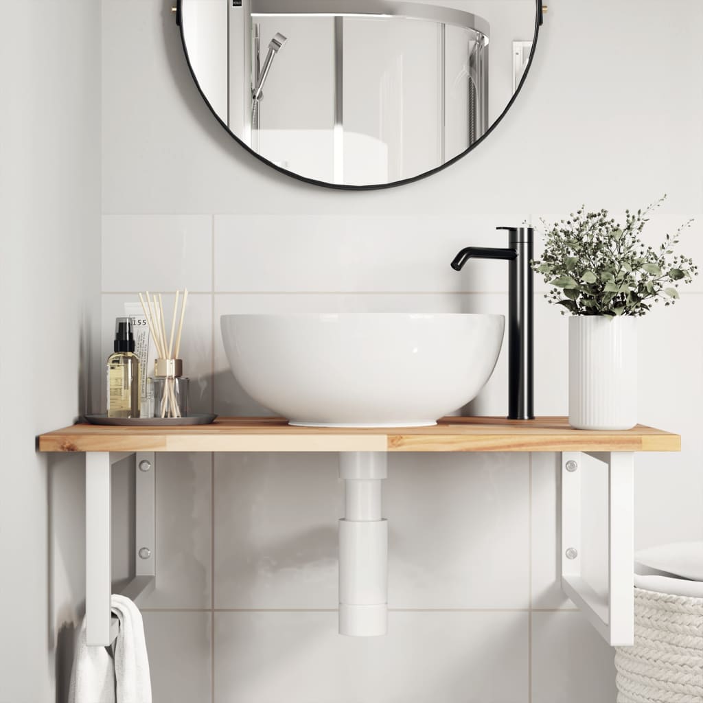 vidaXL Estante de lavabo de pared acero y madera maciza de acacia