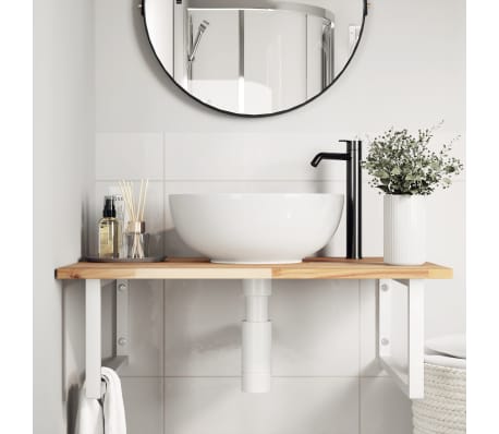 vidaXL Estante de lavabo de pared acero y madera maciza de acacia