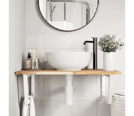 vidaXL Estante de lavabo de pared acero y madera maciza de acacia