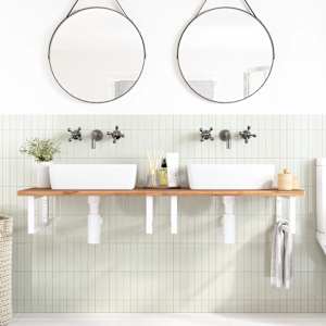 vidaXL Raft pentru lavoar montat pe perete, oțel și lemn masiv fag