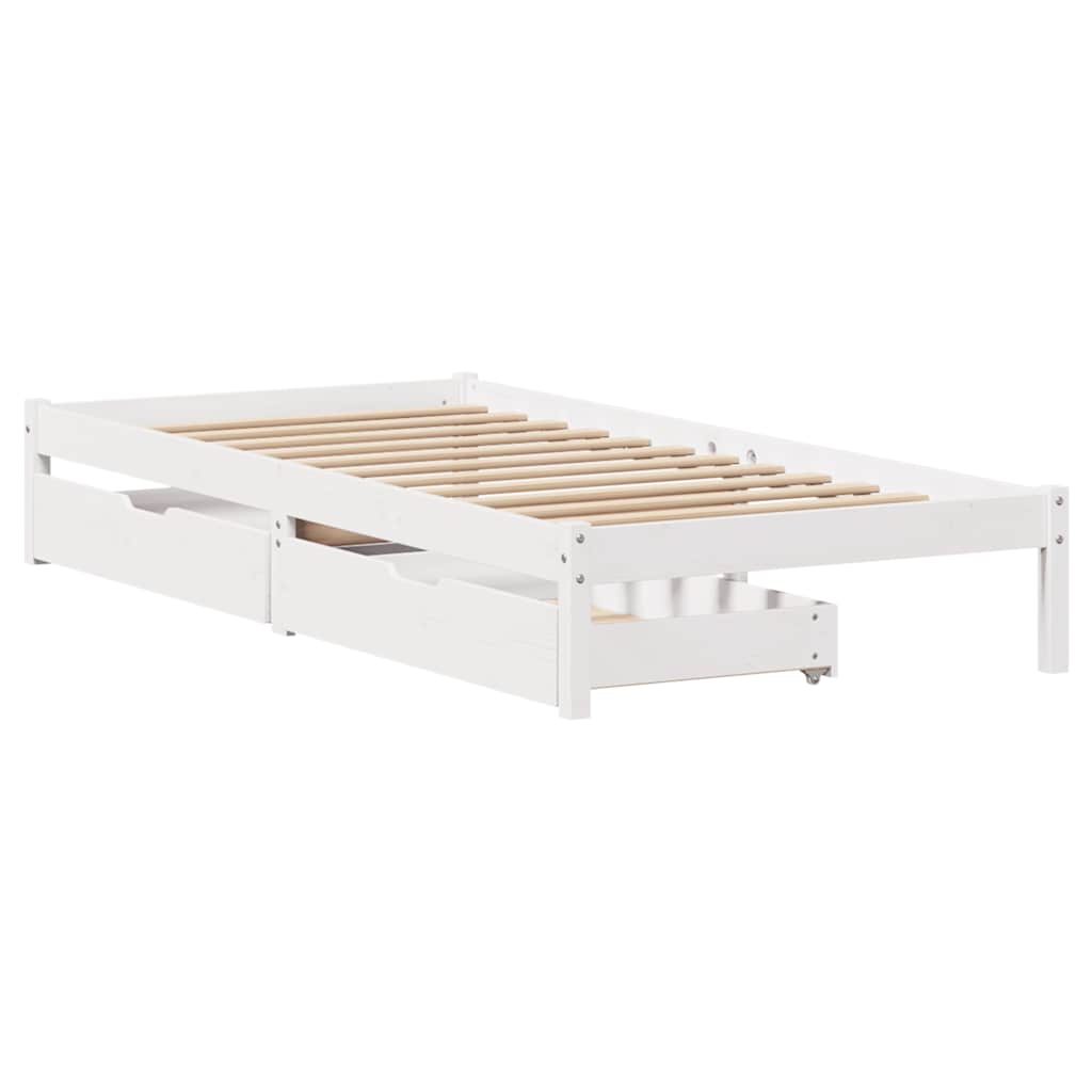 vidaXL Bedframe zonder matras massief grenenhout wit 140x200 cm afbeelding