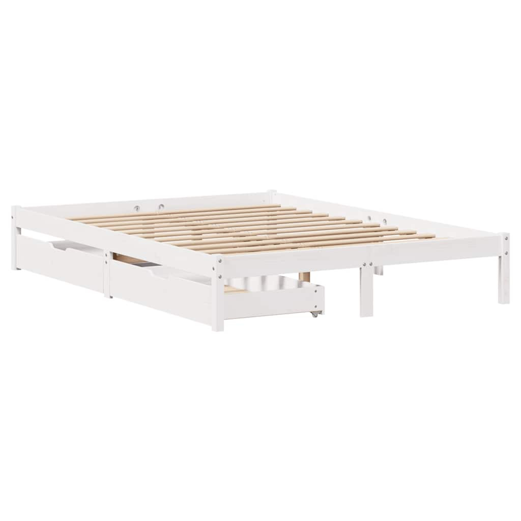 vidaXL Bedframe zonder matras massief grenenhout wit 120x200 cm, foto 2