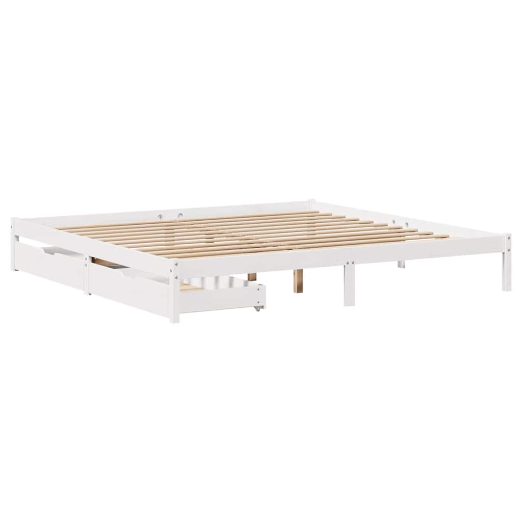 vidaXL Bedframe zonder matras massief grenenhout wit 200x200 cm afbeelding