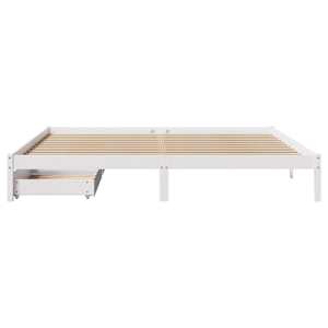 Postel bez matrace bílá 200 x 200 cm masivní borovice - obrázek 3