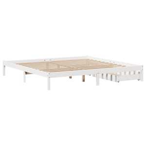 Postel bez matrace bílá 200 x 200 cm masivní borovice - obrázek 5