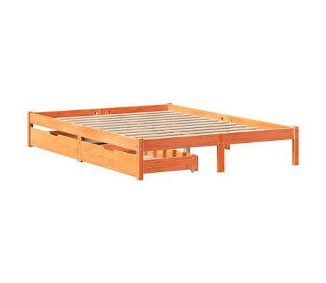 vidaXL S&auml;ngram utan madrass vaxbrun 120x190 cm massiv furu