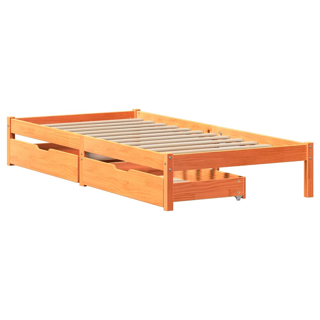 vidaXL Bedframe zonder matras massief grenenhout wasbruin 100x200 cm afbeelding