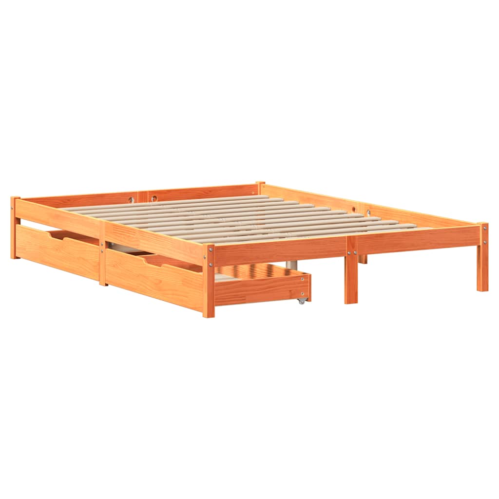 vidaXL Bedframe zonder matras massief grenenhout wasbruin 120x200 cm afbeelding