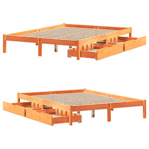 Postel bez matrace voskově hnědá 160 x 200 cm masivní borovice - obrázek 9