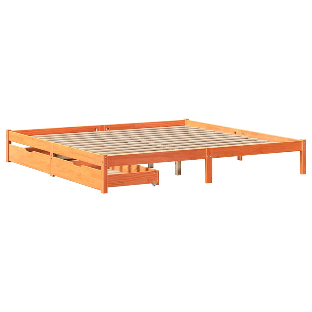vidaXL Bedframe zonder matras massief grenenhout wasbruin 200x200 cm afbeelding