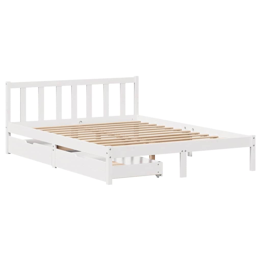 vidaXL fehér tömör fenyőfa ágy matrac nélkül 120 x 190 cm