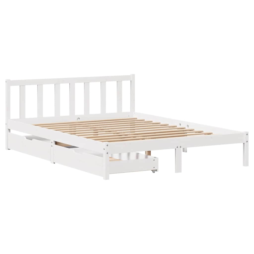 vidaXL Bedframe zonder matras massief grenenhout wit 140x190 cm afbeelding