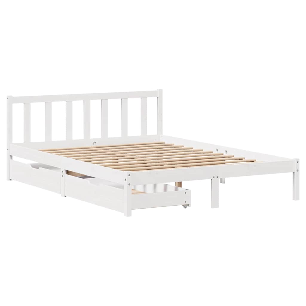 vidaXL fehér tömör fenyőfa ágy matrac nélkül 150 x 200 cm