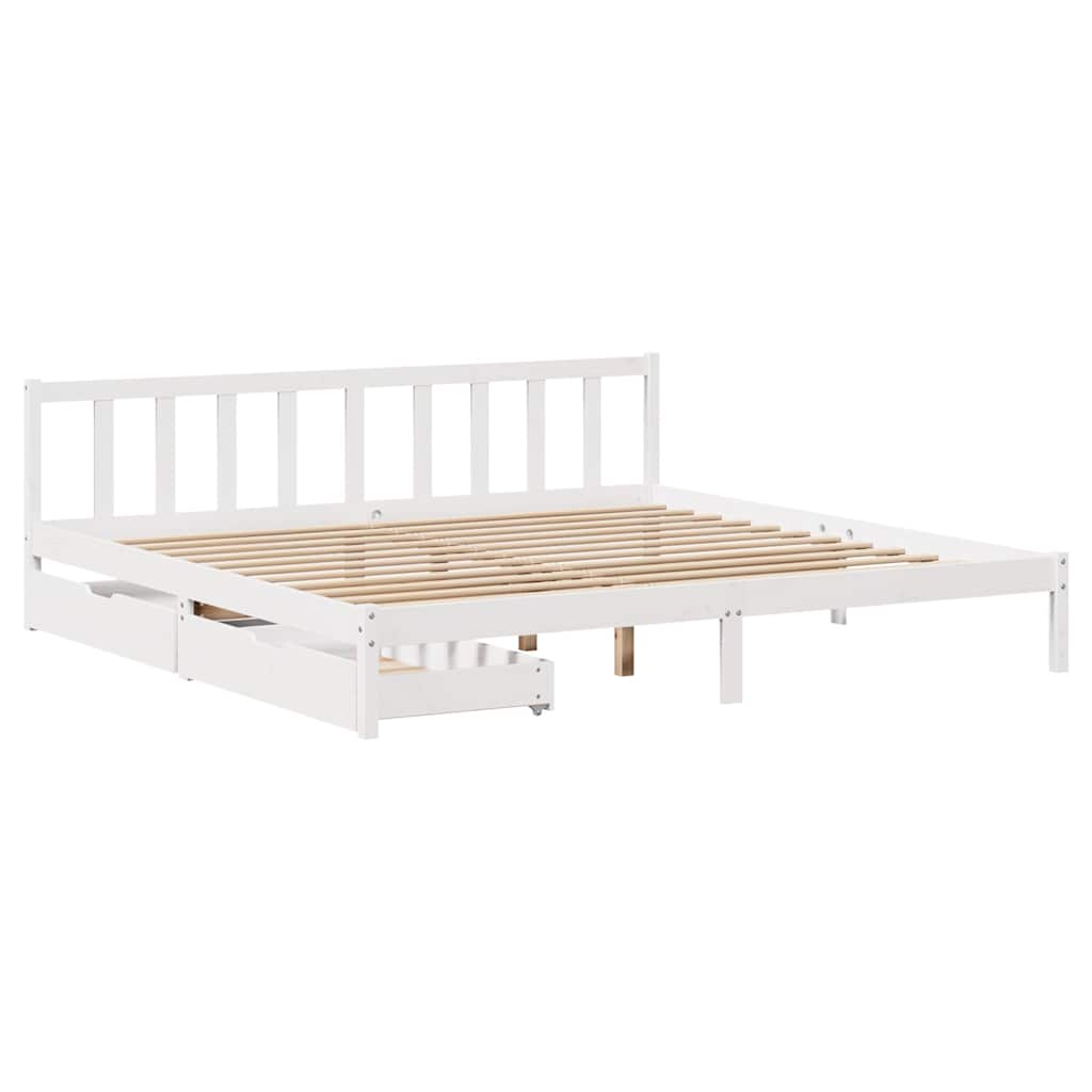 vidaXL Bedframe zonder matras massief grenenhout wit 180x200 cm afbeelding