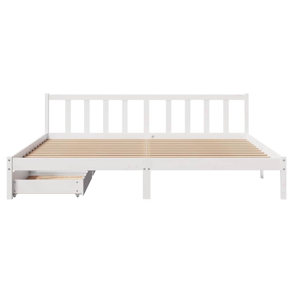 vidaXL fehér tömör fenyőfa ágy matrac nélkül 200 x 200 cm