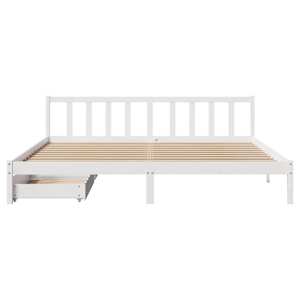 Postel bez matrace bílá 200 x 200 cm masivní borovice - obrázek 3