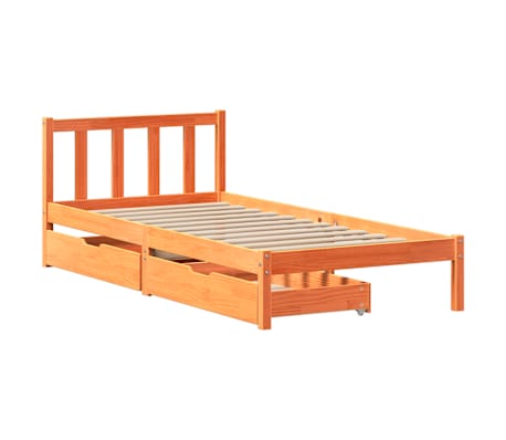 vidaXL Letto senza Materasso Marrone Cera 75x190 cm in Legno di Pino