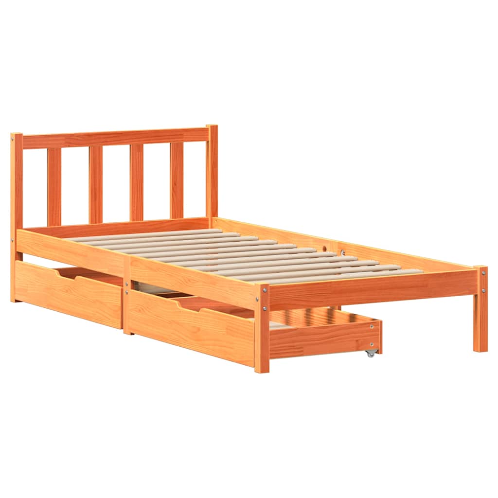 vidaXL Bedframe zonder matras massief grenenhout wasbruin 90x200 cm afbeelding
