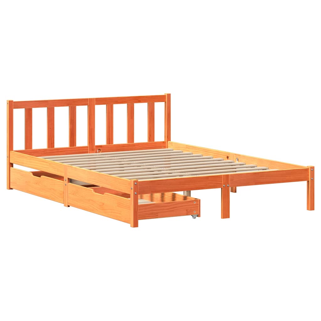 vidaXL Bedframe zonder matras massief grenenhout wasbruin 160x200 cm afbeelding