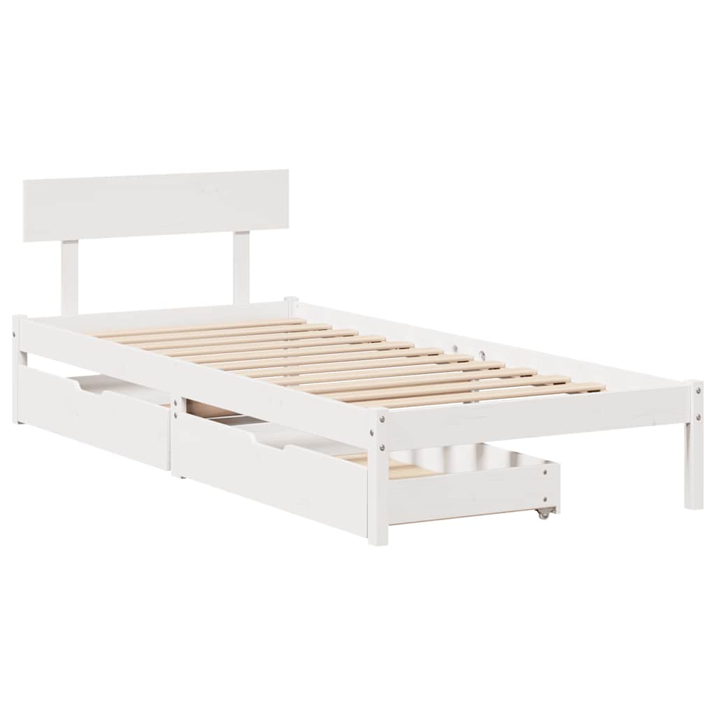 vidaXL Sängynrunko ilman patjaa valkoinen 90x190 cm täysi mänty
