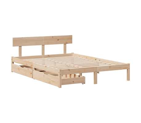 vidaXL Cadru de pat fără saltea, 135x190 cm, lemn masiv de pin